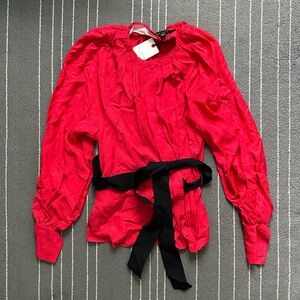 Ted Baker Gathered Neck Blouse with Contrast Tie